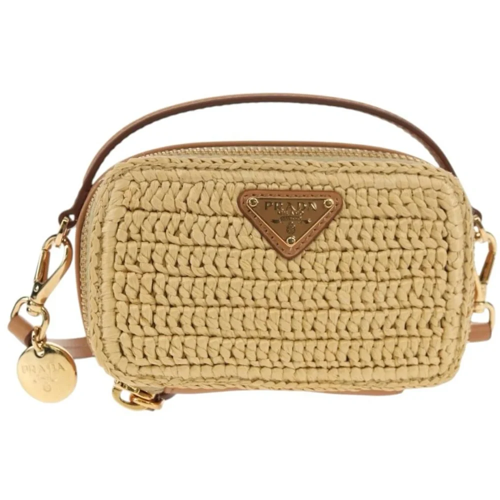 Prada Beige Woven Mini Camera Bag with Gold Hardware - Picture 2 of 9